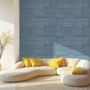 Modern abstract textured geometric beige wallpaper for living room.