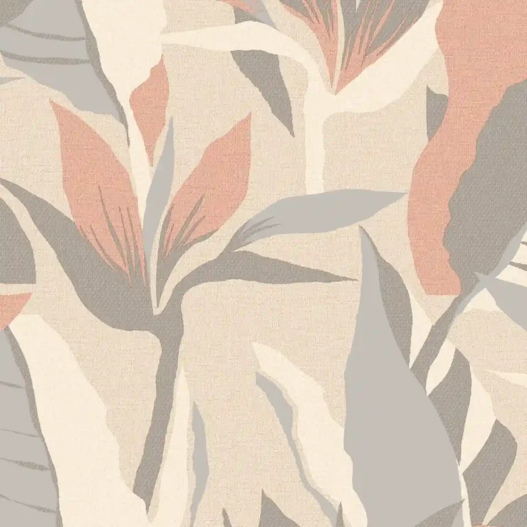 Luxury abstract floral pattern white textured wallpaper.