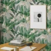 Green jungle nature wallpaper for modern living room.