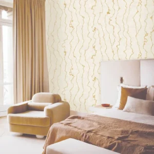 Modern abstract textured beige bedroom wallpaper.