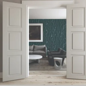 Modern abstract textured beige bedroom wallpaper.