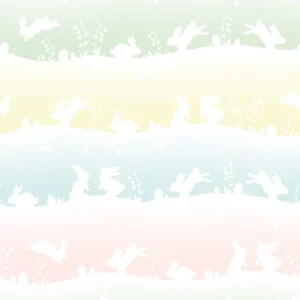 Colorful kids bunny animal pattern wallpaper for nursery.