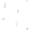 Beige kids cartoon animal pattern wallpaper for nursery.