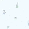 Blue and white kids cartoon nursery wallpaper.