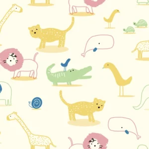 Kids nursery animal safari pattern wallpaper.