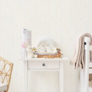 Colorful kids nursery wallpaper with abstract pattern.