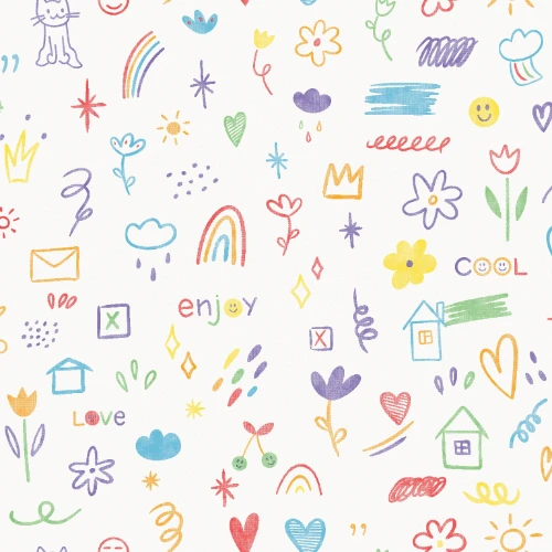 Colorful crayon kids room wallpaper.