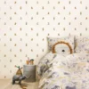 Kids beige cartoon teddy bear pattern wallpaper.