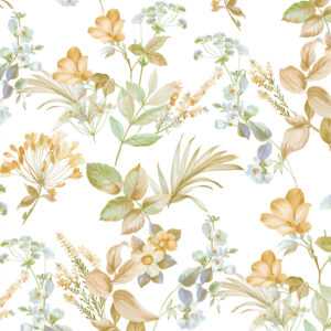 Classic floral pattern wallpaper for bedroom or living room.