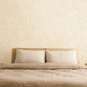 Classic textured beige wallpaper for luxury bedroom or living room.