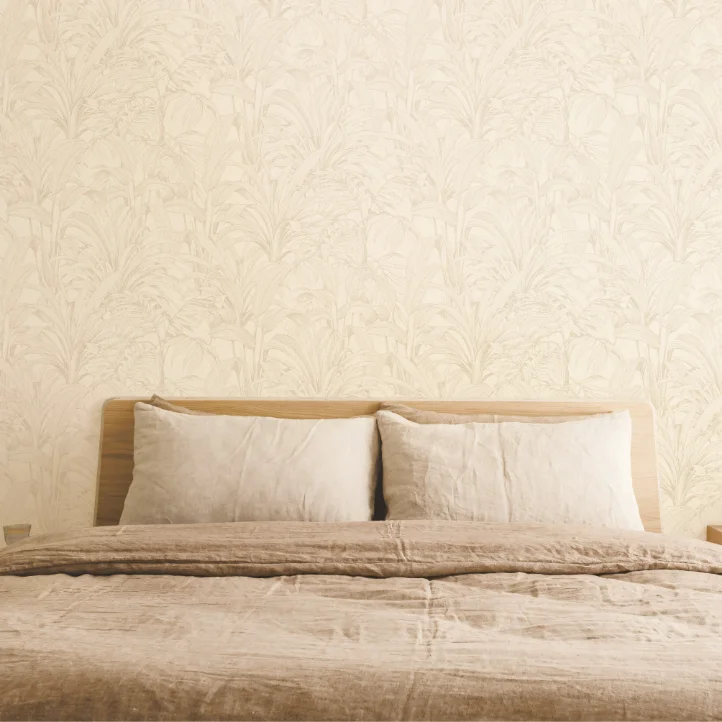 Classic textured beige wallpaper for luxury bedroom or living room.