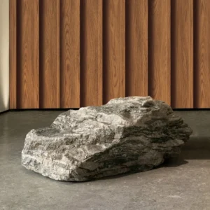 Modern wood panel and stone nature wallpaper.
