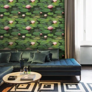 Nature floral aesthetic wallpaper, living room, office.