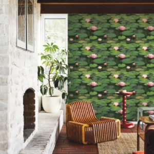 Nature floral aesthetic wallpaper, living room, office.