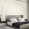 Modern luxury bedroom wallpaper with subtle abstract pattern.