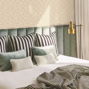 Luxury modern textured yellow geometric wallpaper for living room.