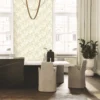 Luxury modern beige geometric textured wallpaper.
