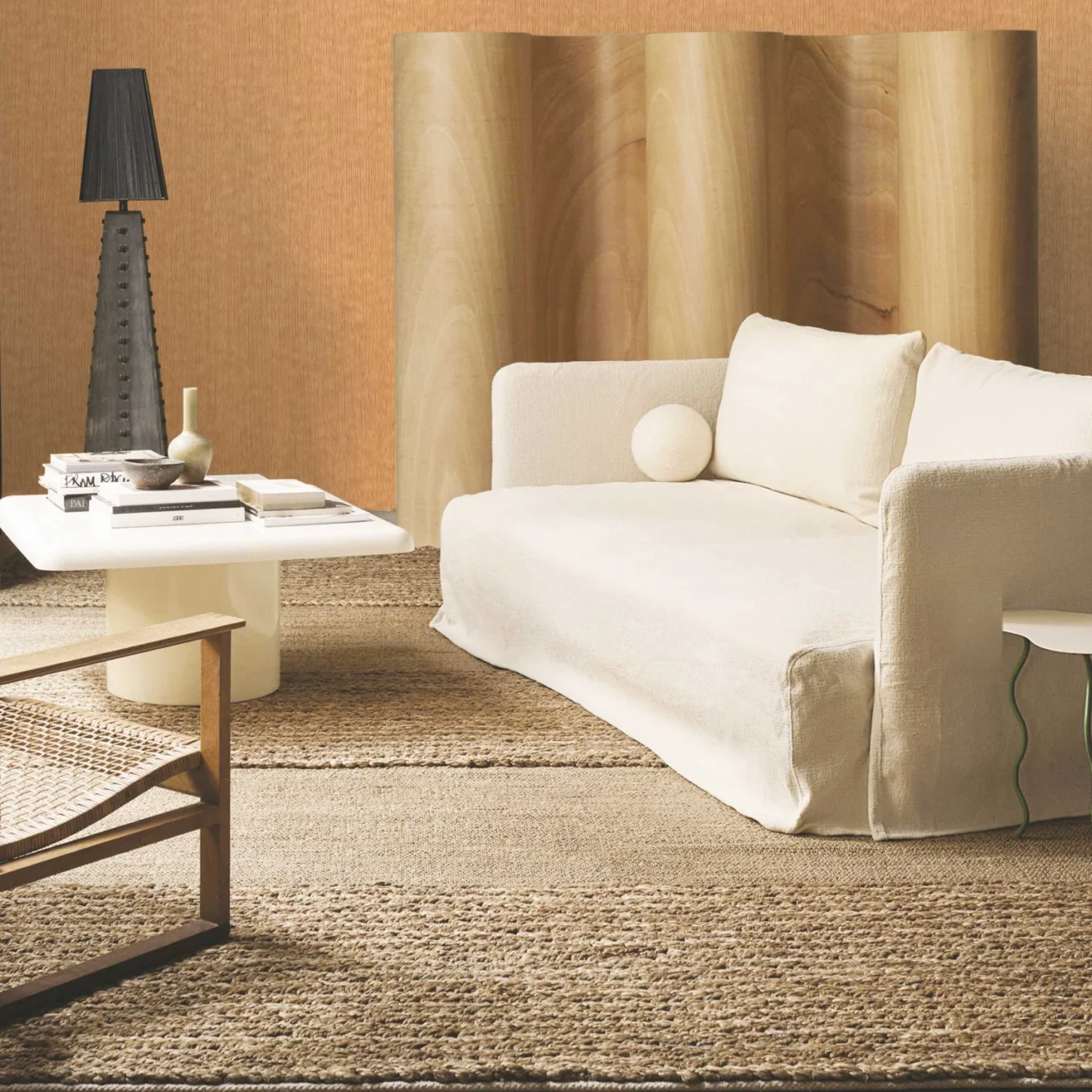 Modern beige textured wallpaper for office or bedroom.